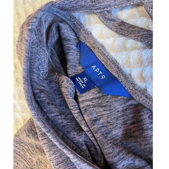 Apt. 9 Long Sleeve Cross Strap Low Back Smocked Waist Top XL Heathered Gray Pink - Picture 7 of 11